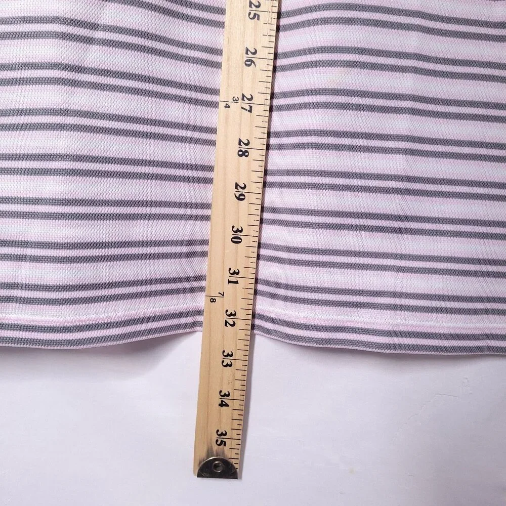 Nike Polo Shirt Mens 2XL Striped Pink, White Short Sleeve Dri Fit